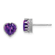 10k Tiara Collection White Gold Polished  Amethyst 6mm Heart Earrings
