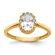 10k Tiara Collection Polished Oval CZ Ring