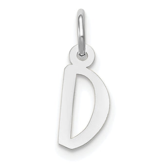 10k White Gold Small Slanted Block Initial D Charm
