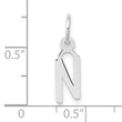 10k White Gold Small Slanted Block Initial N Char