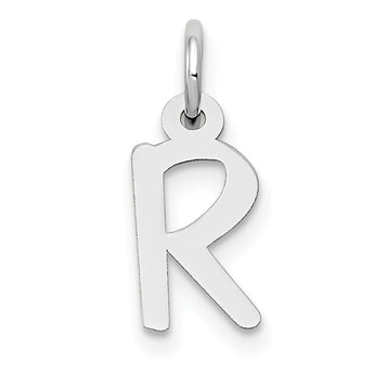10k White Gold Small Slanted Block Initial R Char