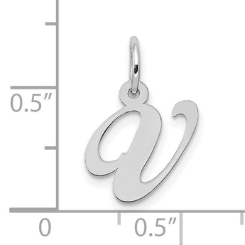 10k White Gold Small Fancy Script Initial V Charm