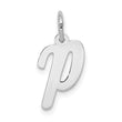 10k White Gold Small Script Initial P Charm