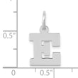 10k White Gold Small Block Initial E Charm
