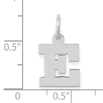 10k White Gold Small Block Initial E Charm
