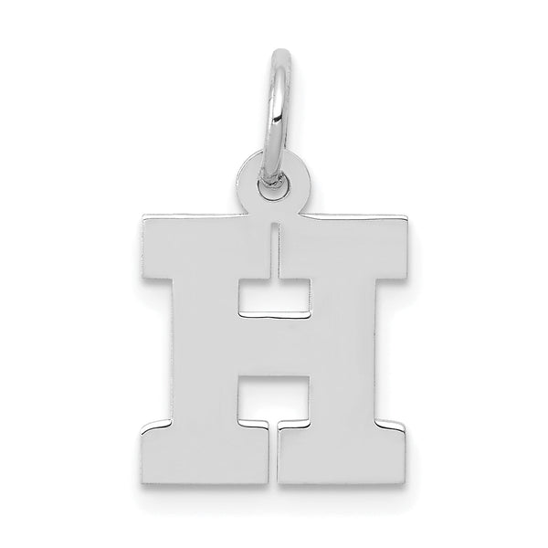 10k White Gold Small Block Initial H Charm
