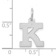 10k White Gold Small Block Initial K Charm