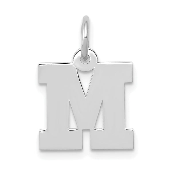 10k White Gold Small Block Initial M Charm