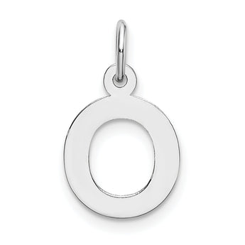 10k White Gold Small Block Initial O Charm