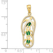 10K Enamel Cut-out Flip Flop w/ Sea Turtles Pendant