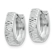 10k White Gold Textured and Polished Hinged Hoop Earrings