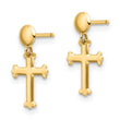 10k Polished Cross Post Dangle Earrings