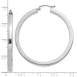 10k White Gold 3mm Polished Square Tube Hoop Earrings