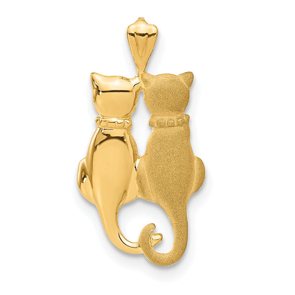 10k Satin & Polished Cats Pendant