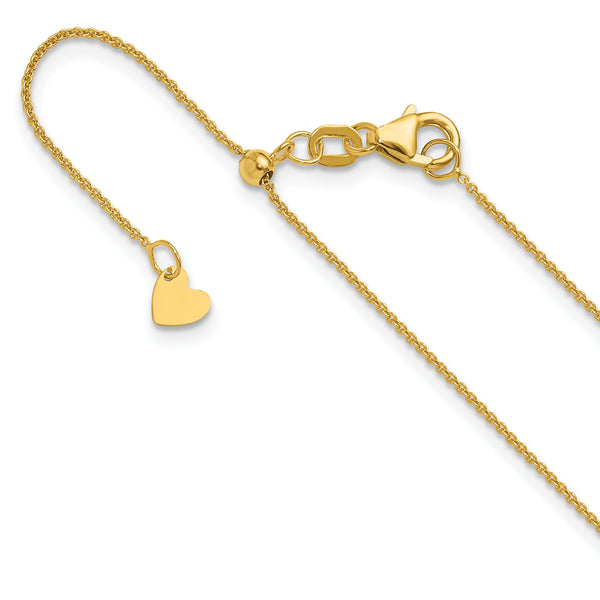 14K Adjustable .7mm Round Cable Chain