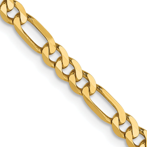 14K 3.25mm Flat Figaro Chain