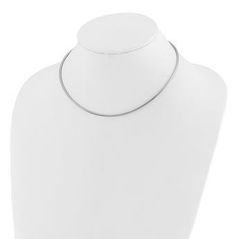 14K White Gold 2mm Round Omega Necklace 16 in - Birthstone Company