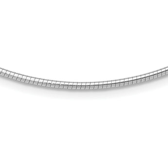 14K White Gold 2mm Round Omega Necklace 16 in - Birthstone Company