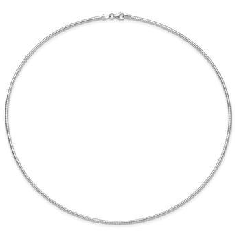 14K White Gold 2mm Round Omega Necklace 18 in - Birthstone Company