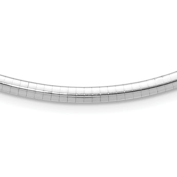14K White Gold 4mm Domed Omega Necklace - Birthstone Company