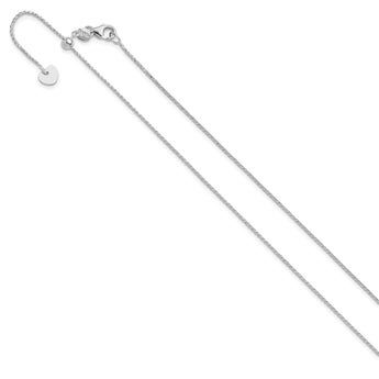 14K White Gold Adjustable 1mm D/C Open Franco Chain 22 in - Birthstone Company