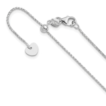 14K White Gold Adjustable 1mm D/C Open Franco Chain 22 in - Birthstone Company