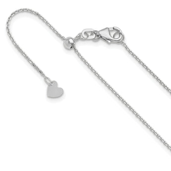 14K White Gold Adjustable  1.1mm D/C Cable Chain 22 in - Birthstone Company