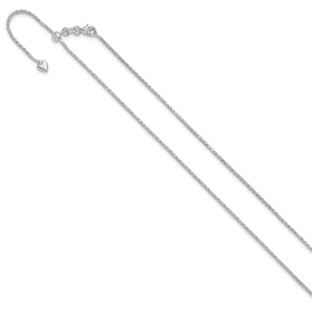 14K White Gold Adjustable 1.3mm D/C Wheat Chain 22 in - Birthstone Company