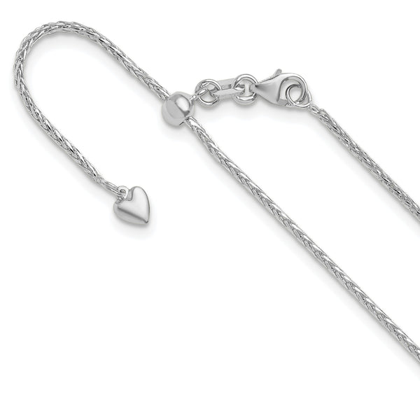 14K White Gold Adjustable 1.3mm D/C Wheat Chain 22 in - Birthstone Company