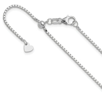 14K White Gold Adjustable 1.2mm Box Chain - Birthstone Company