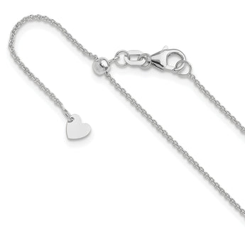 14K White Gold Adjustable 1.1mm Round Cable Chain - Birthstone Company