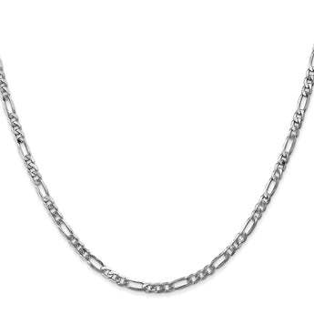 14K White Gold 3mm Flat Figaro Chain - Birthstone Company