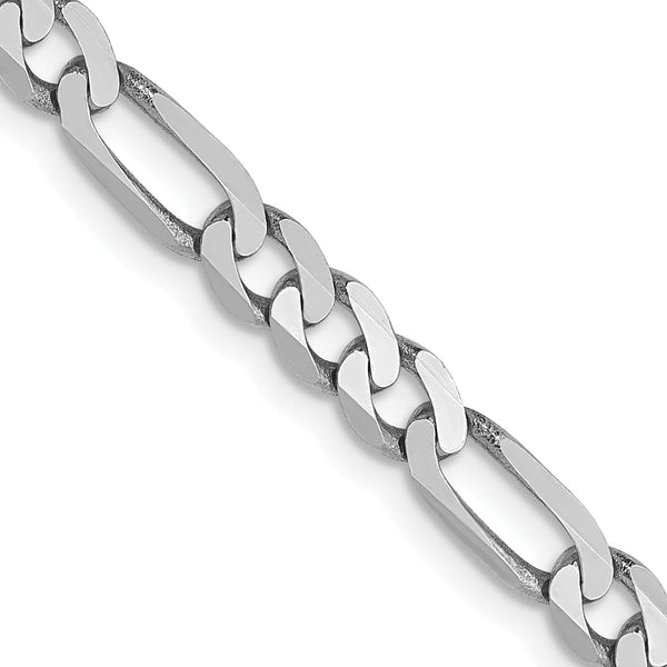 14K 4mm White Gold Flat Figaro Chain  Lobster Clasp