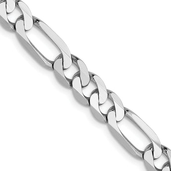 14K White Gold 5.5mm Flat Figaro Chain - Birthstone Company