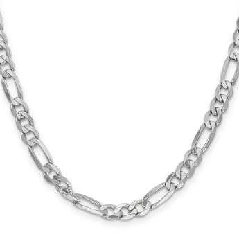 14K White Gold 6mm Flat Figaro Chain