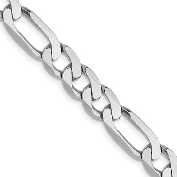 14K White Gold 6mm Flat Figaro Chain - Birthstone Company