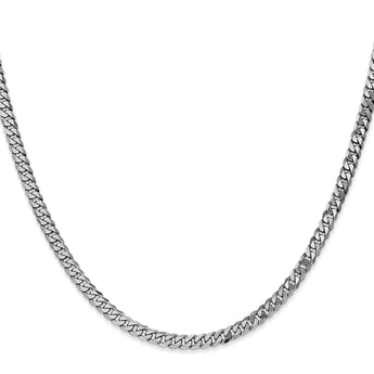 14K White Gold 3.9mm Flat Beveled Curb Chain - Birthstone Company