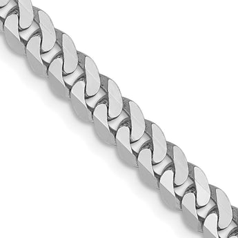 14K White Gold 3.9mm Flat Beveled Curb Chain - Birthstone Company