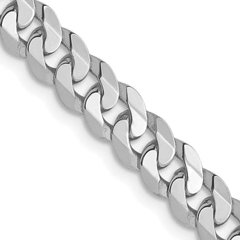14K White Gold 4.5mm Flat Beveled Curb Chain - Birthstone Company