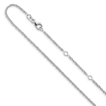 14k White Gold 1.5mm D/C Loose Rope 1in+1in Adjustable Chain