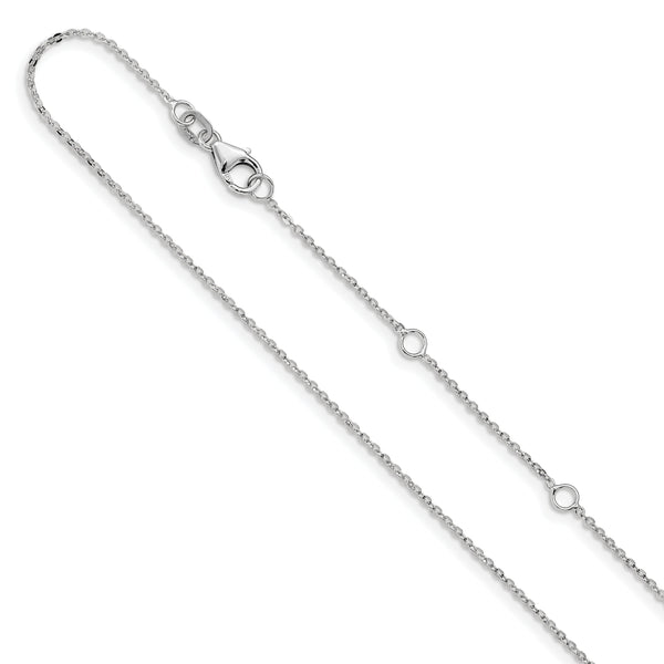 14k White Gold 1.2mm Flat Cable 1in+1in Adjustable Chain