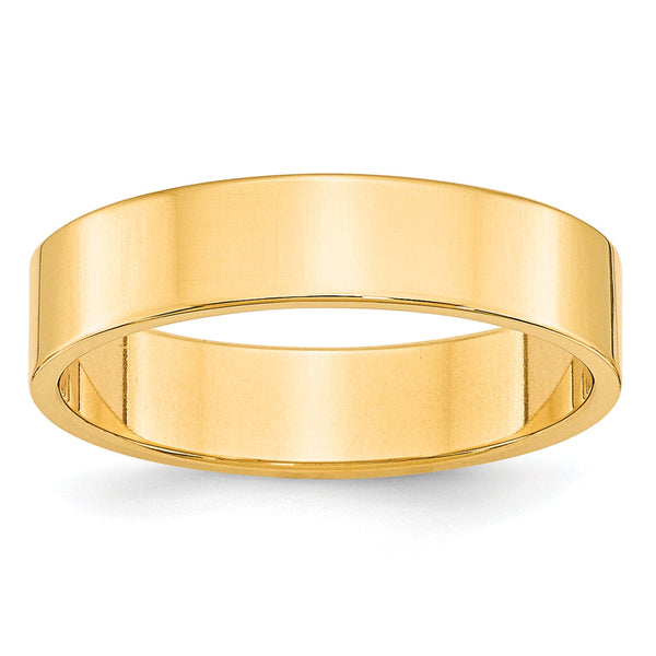 10k Yellow Gold 5mm Lightweight Flat Wedding Band Size 14