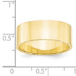 10k Yellow Gold 8mm Lightweight Flat Wedding Band Size 4