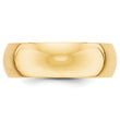 10k Yellow Gold 7mm Half Round Wedding Band Size 4