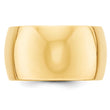 10k Yellow Gold 12mm Half Round Wedding Band Size 4