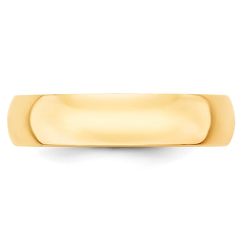 10k Yellow Gold 5mm Lightweight Half Round Wedding Band Size 4