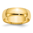 10k Yellow Gold 6mm Lightweight Half Round Wedding Band Size 14