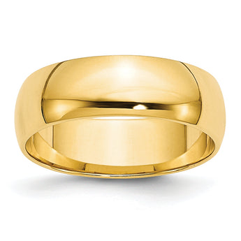10k Yellow Gold 6mm Lightweight Half Round Wedding Band Size 14