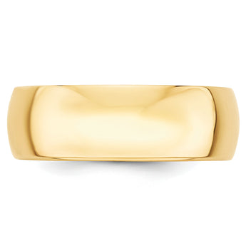 10k Yellow Gold 7mm Lightweight Half Round Wedding Band Size 4