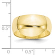10k Yellow Gold 8mm Lightweight Half Round Wedding Band Size 4